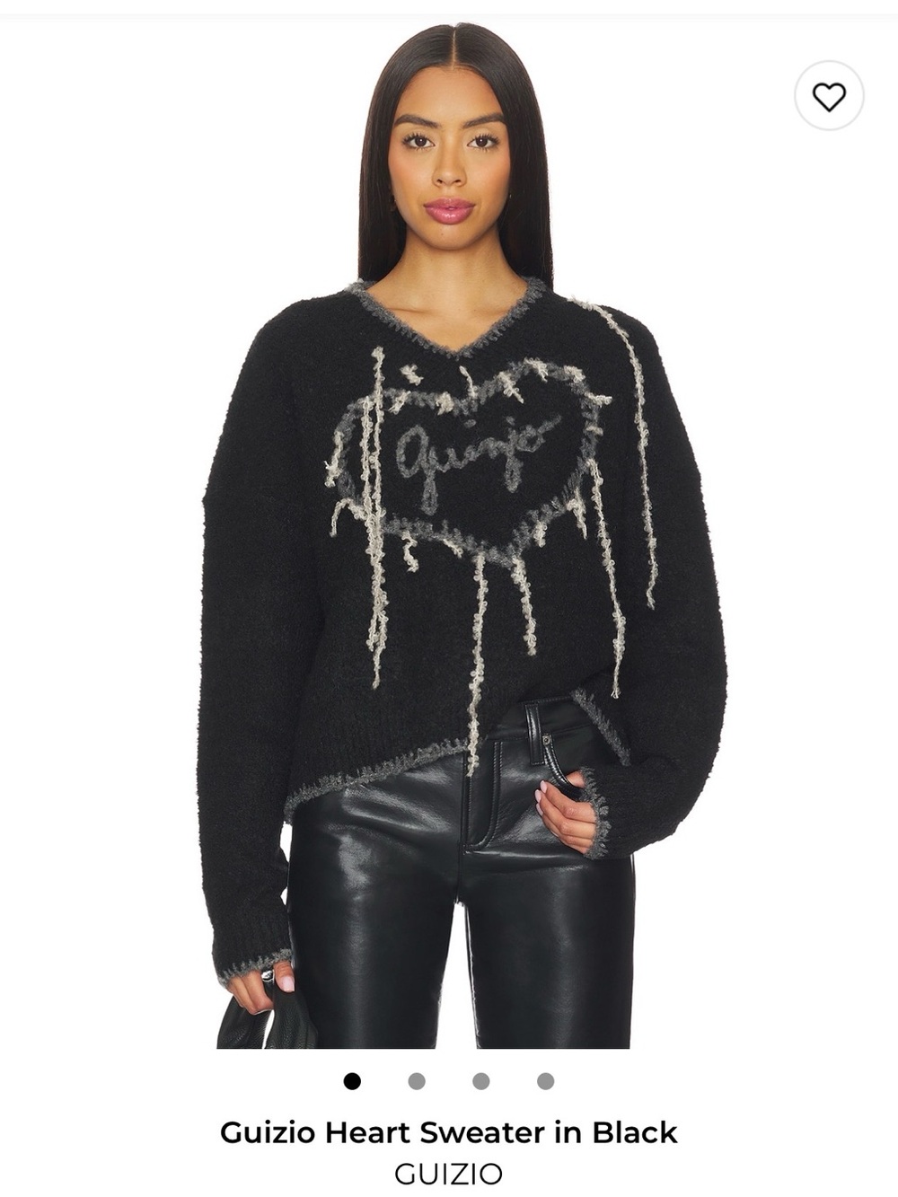Guizio Black Heart-Detail V-Neck Sweater